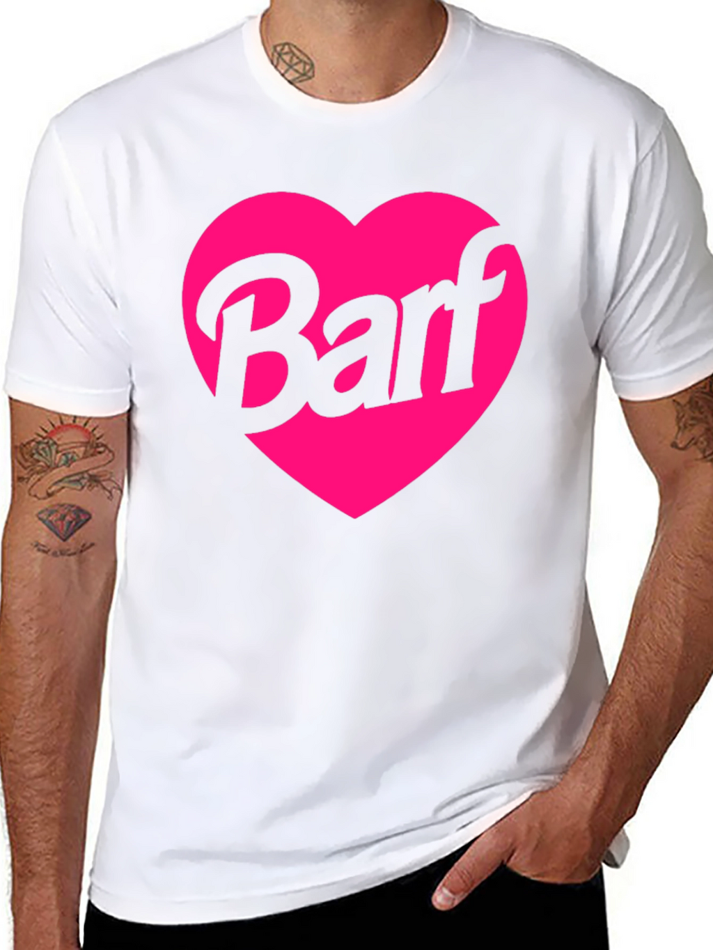 Barf Heart Graphic Tee - Black Crew Neck Shirt