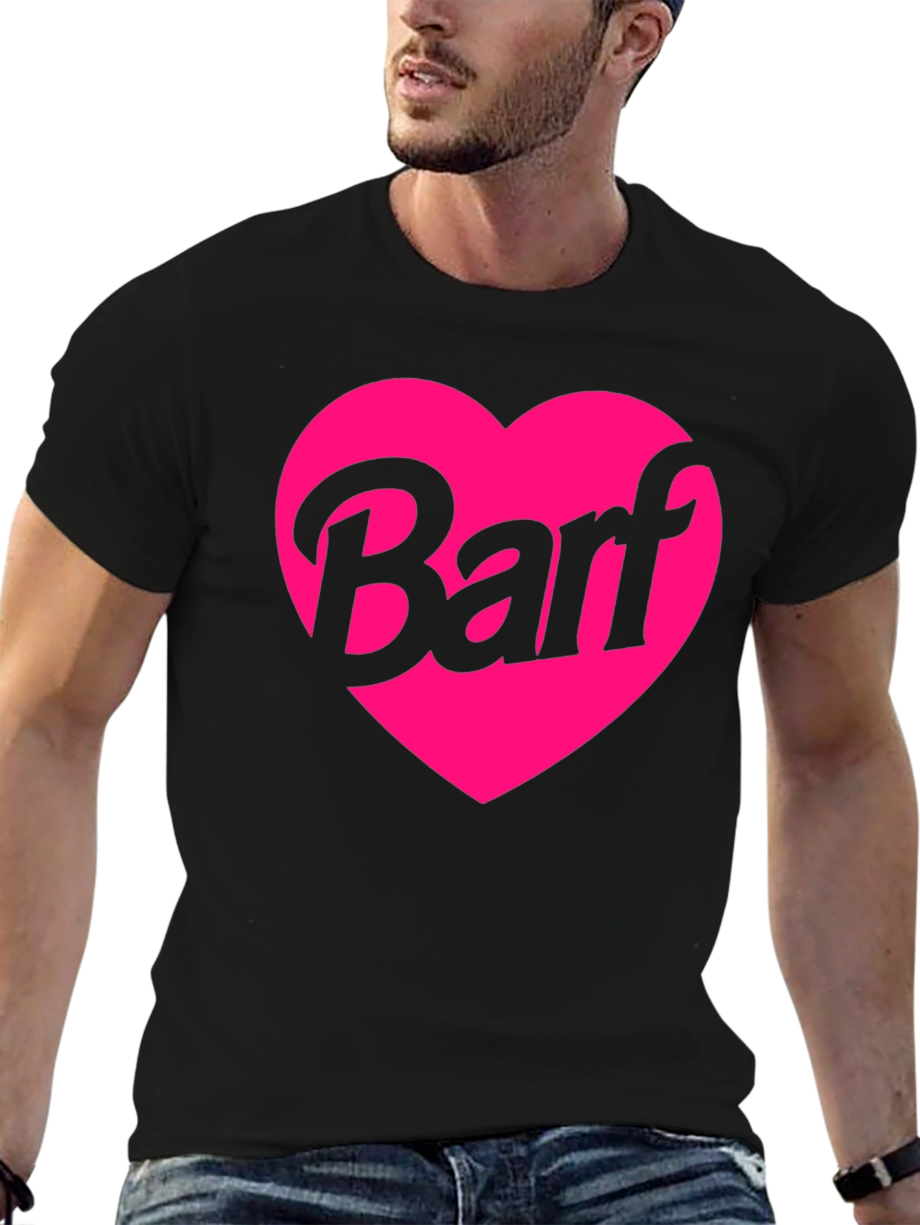 Barf Heart Graphic Tee - Black Crew Neck Shirt