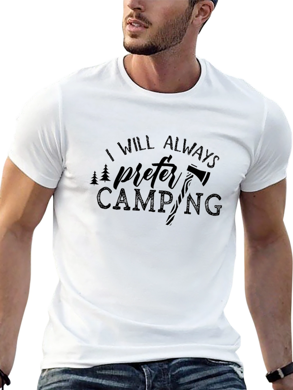 I Will Always Prefer Camping Graphic Tee - Black