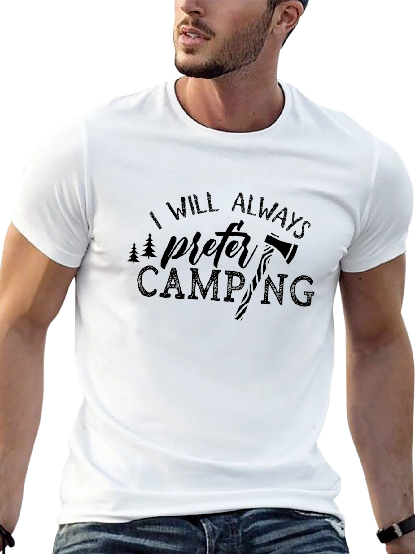 I Will Always Prefer Camping Graphic Tee - Black