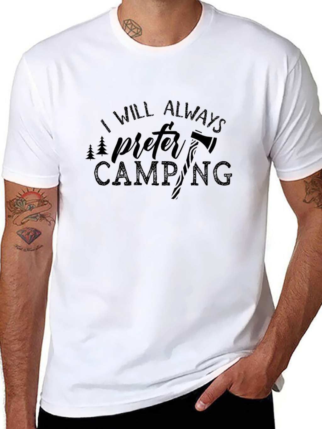 I Will Always Prefer Camping Graphic Tee - Black