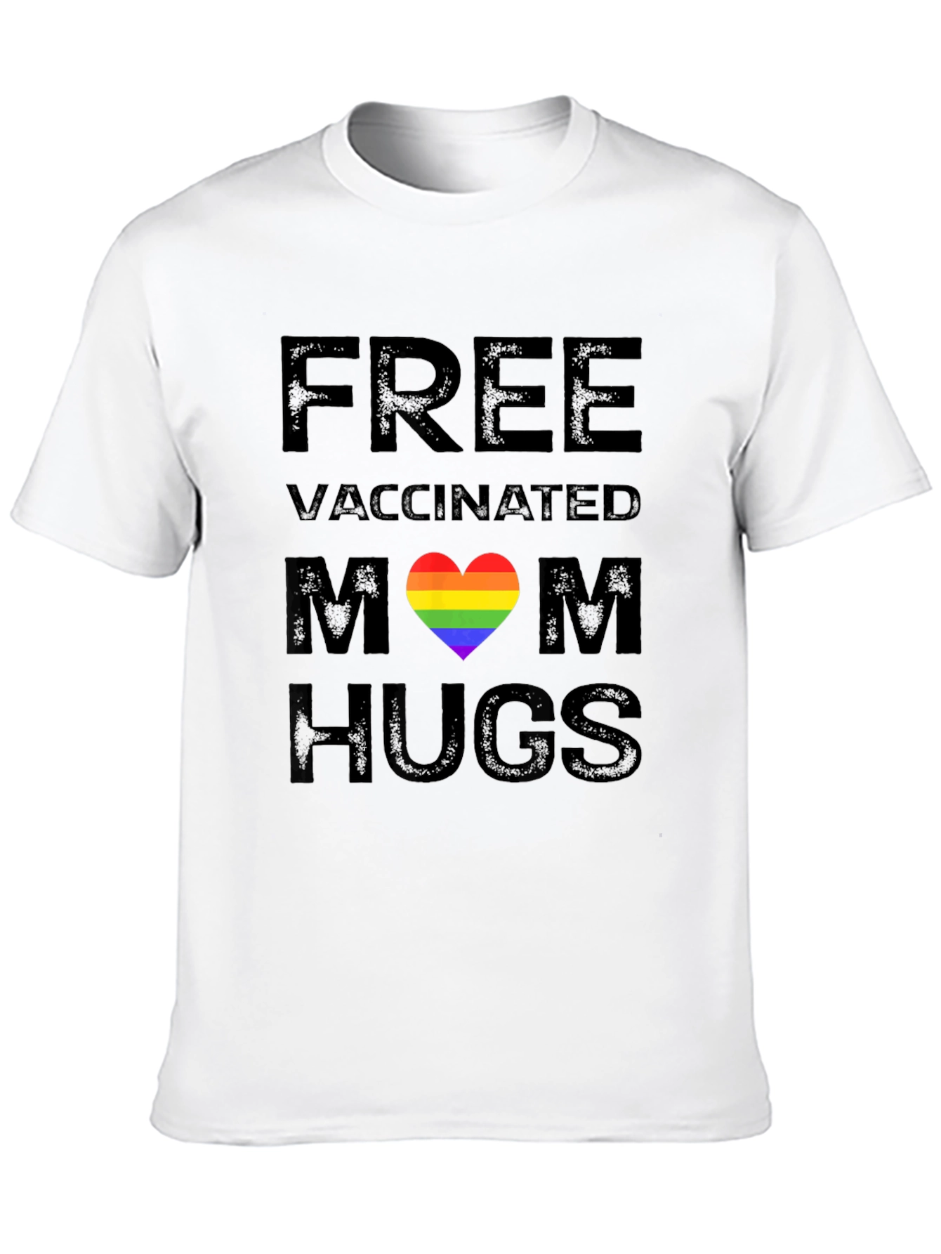 Free Vaccinated Mom Hugs Pride Rainbow Heart T-Shirt