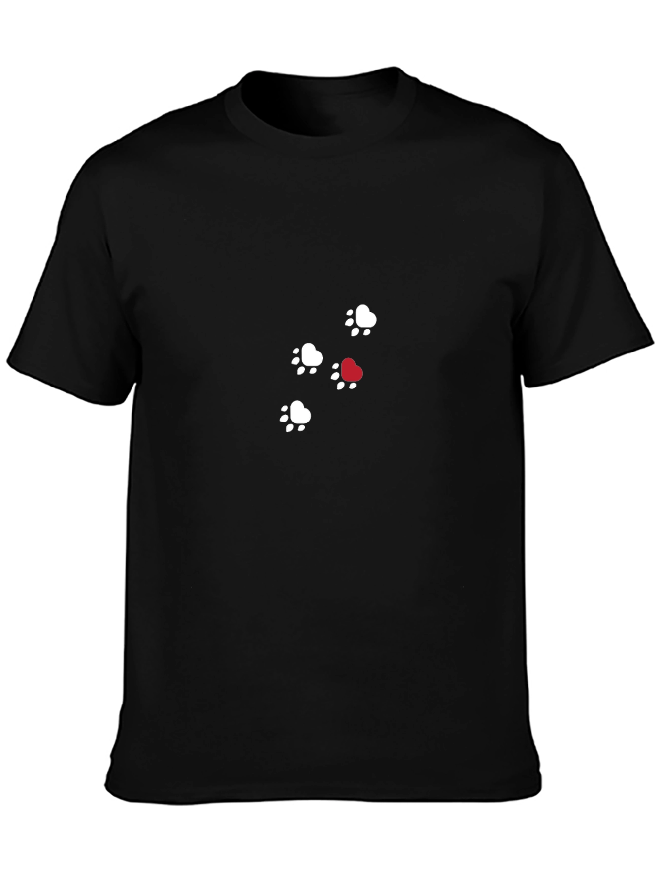 Heart Paw Print Black T-Shirt