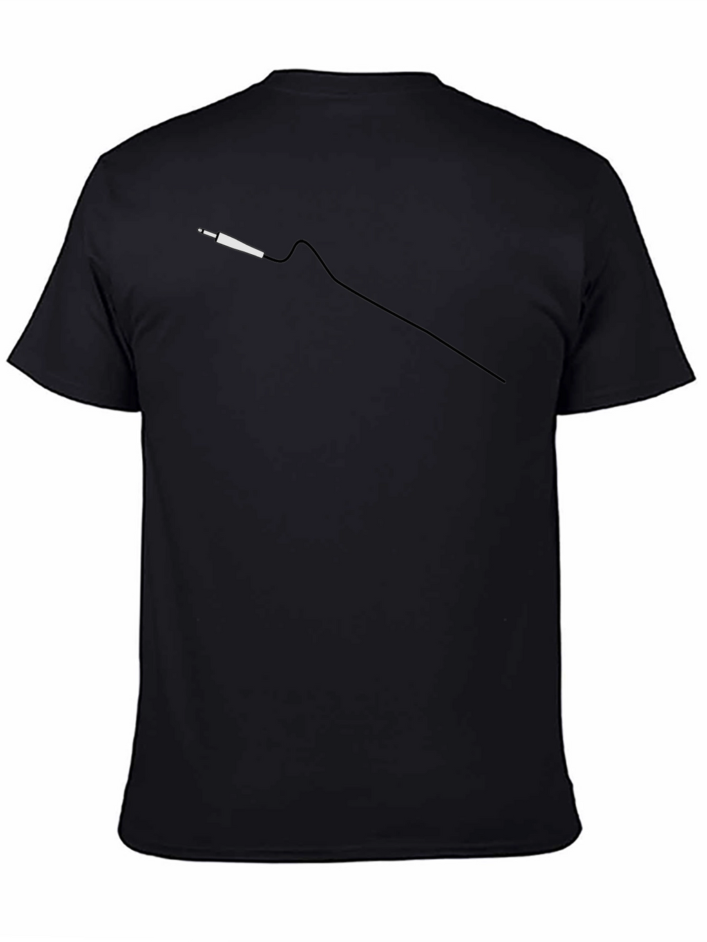 Black T-Shirt with Audio Jack Graphic