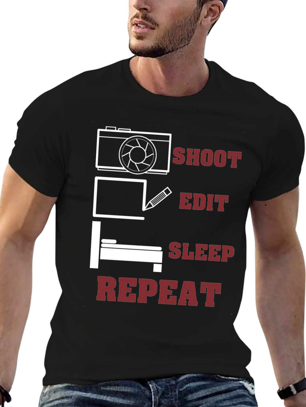 Shoot Edit Sleep Repeat Graphic Tee