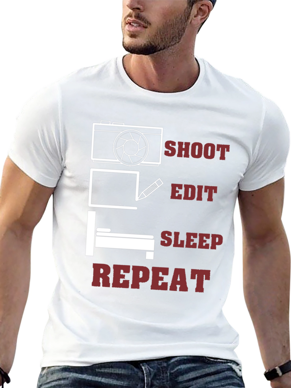Shoot Edit Sleep Repeat Graphic Tee