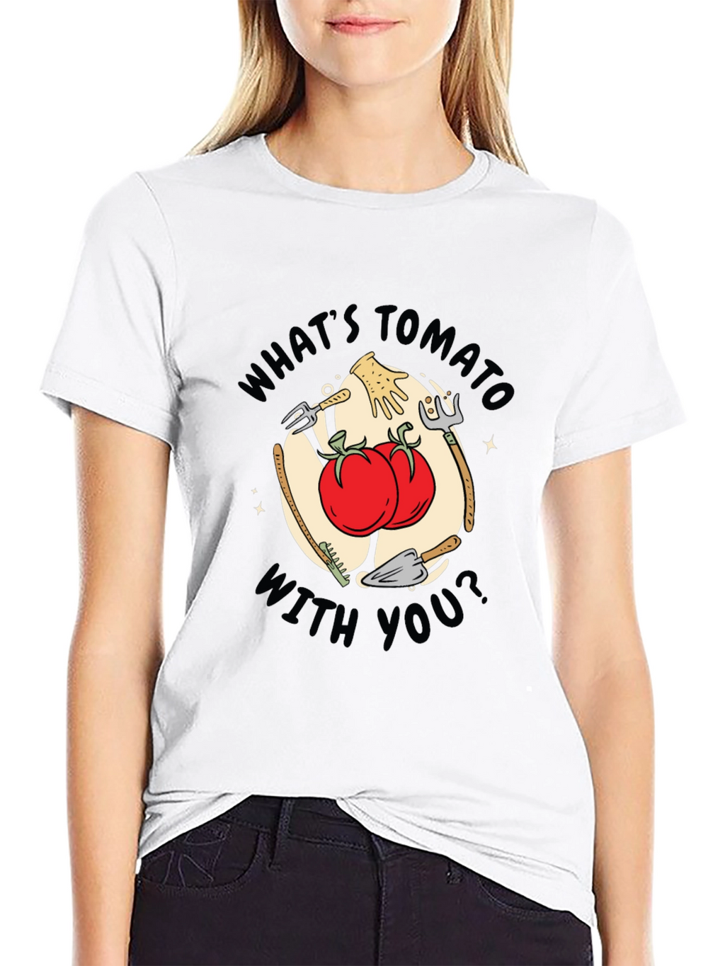 Whats Tomato With You Black T-Shirt Funny Gardening Tee