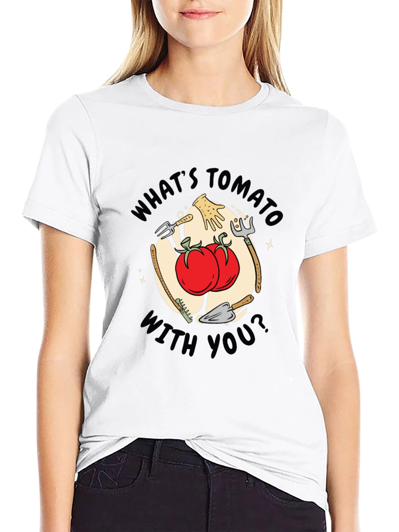 Whats Tomato With You Black T-Shirt Funny Gardening Tee