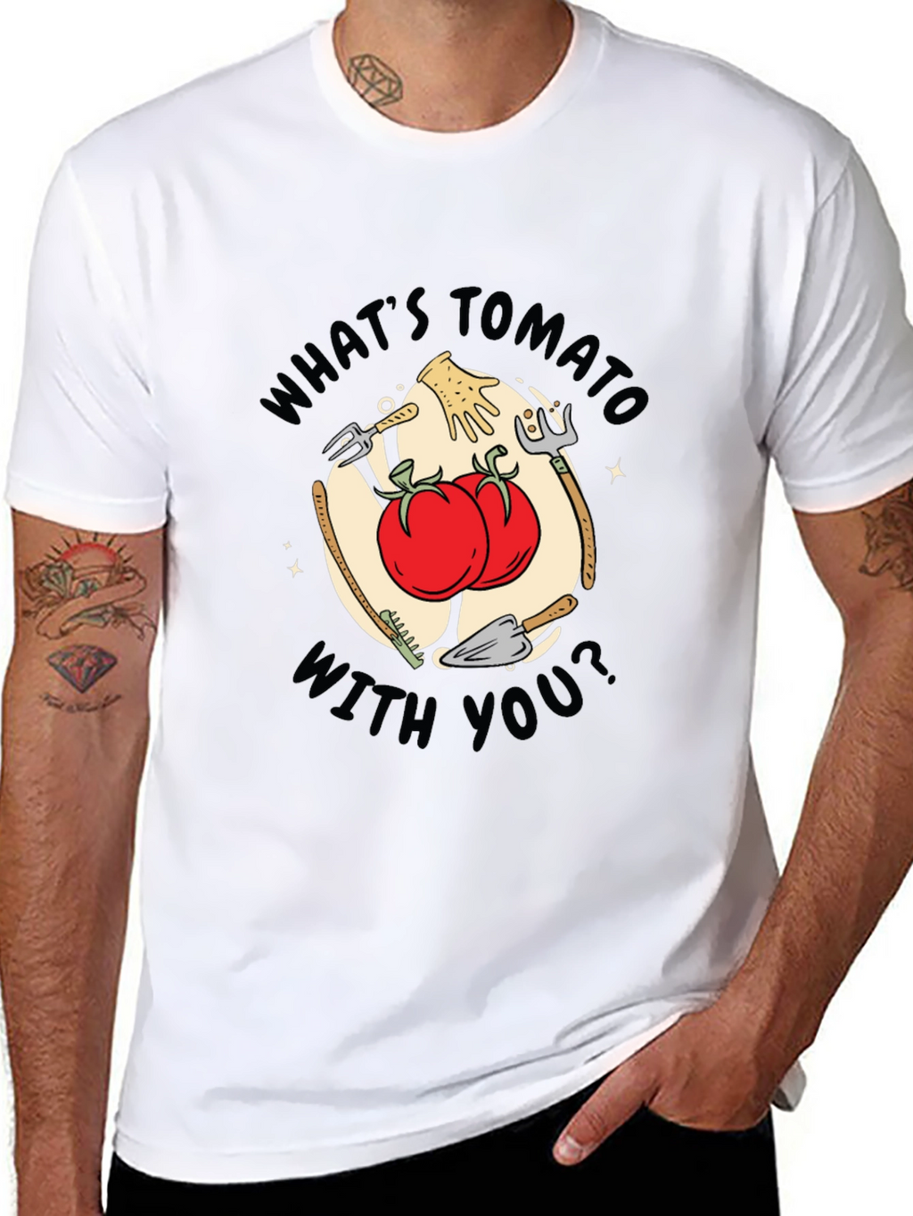 Whats Tomato With You Black T-Shirt Funny Gardening Tee