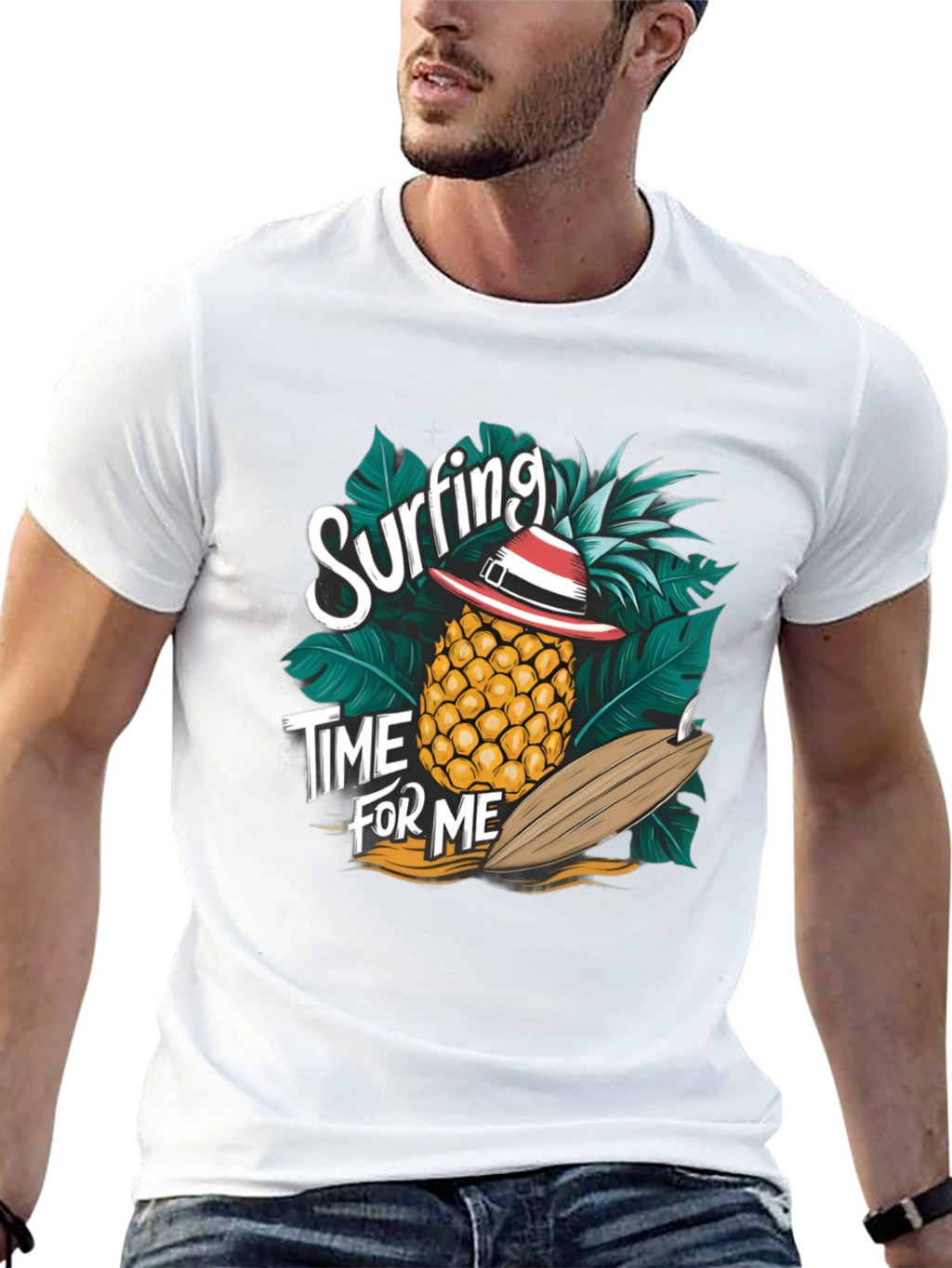 Surfing Pineapple T-Shirt - Tropical Summer Vibes