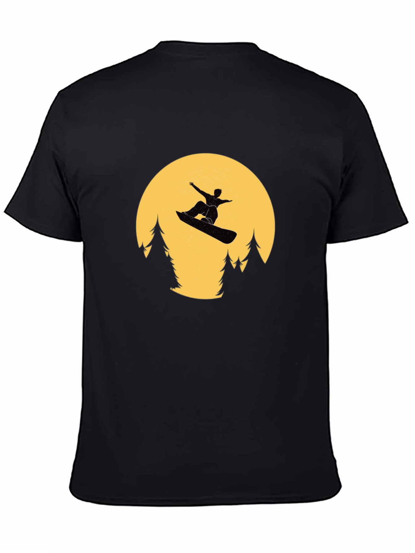 Snowboarder Moon Black T-Shirt