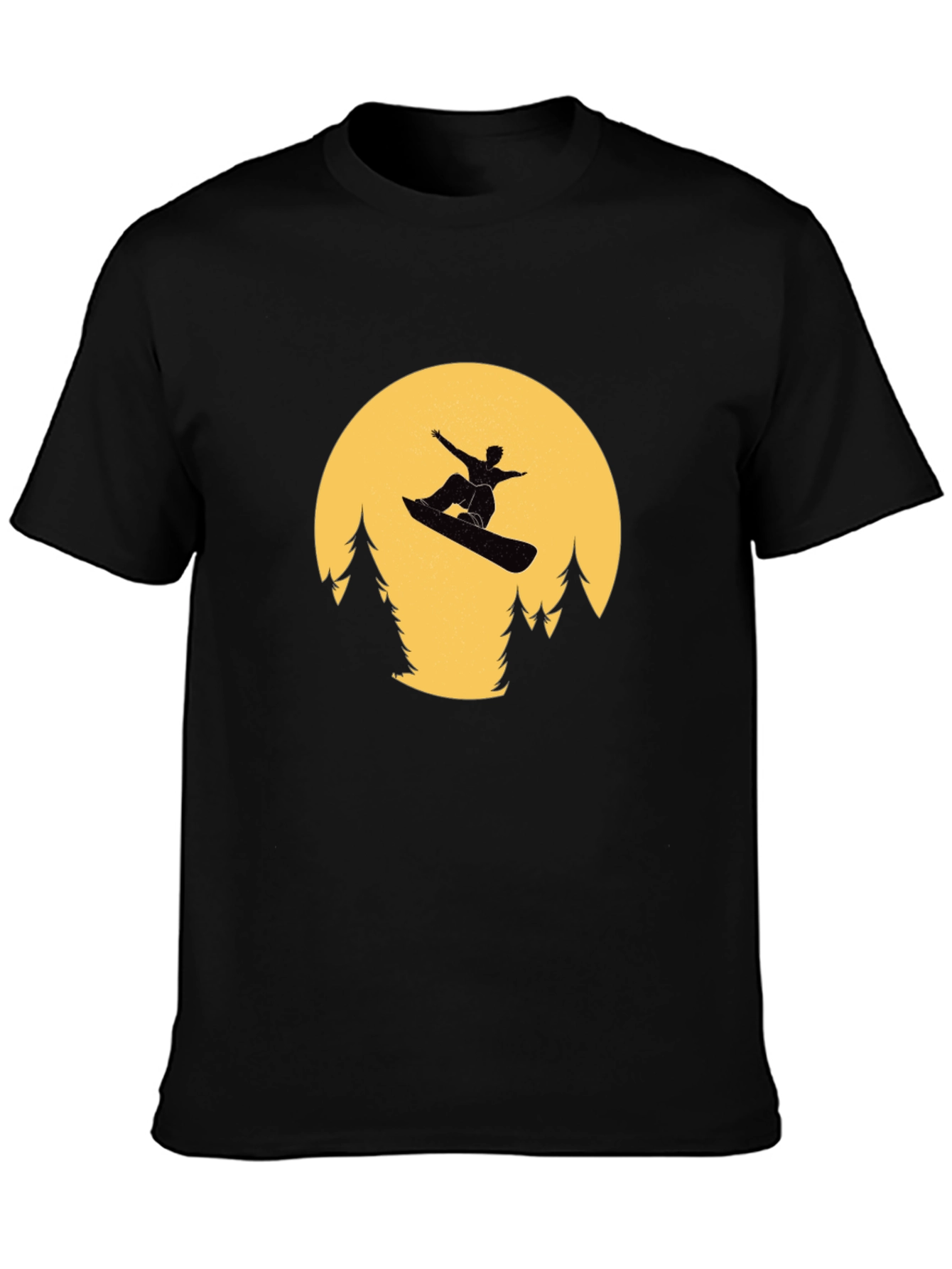 Snowboarder Moon Black T-Shirt