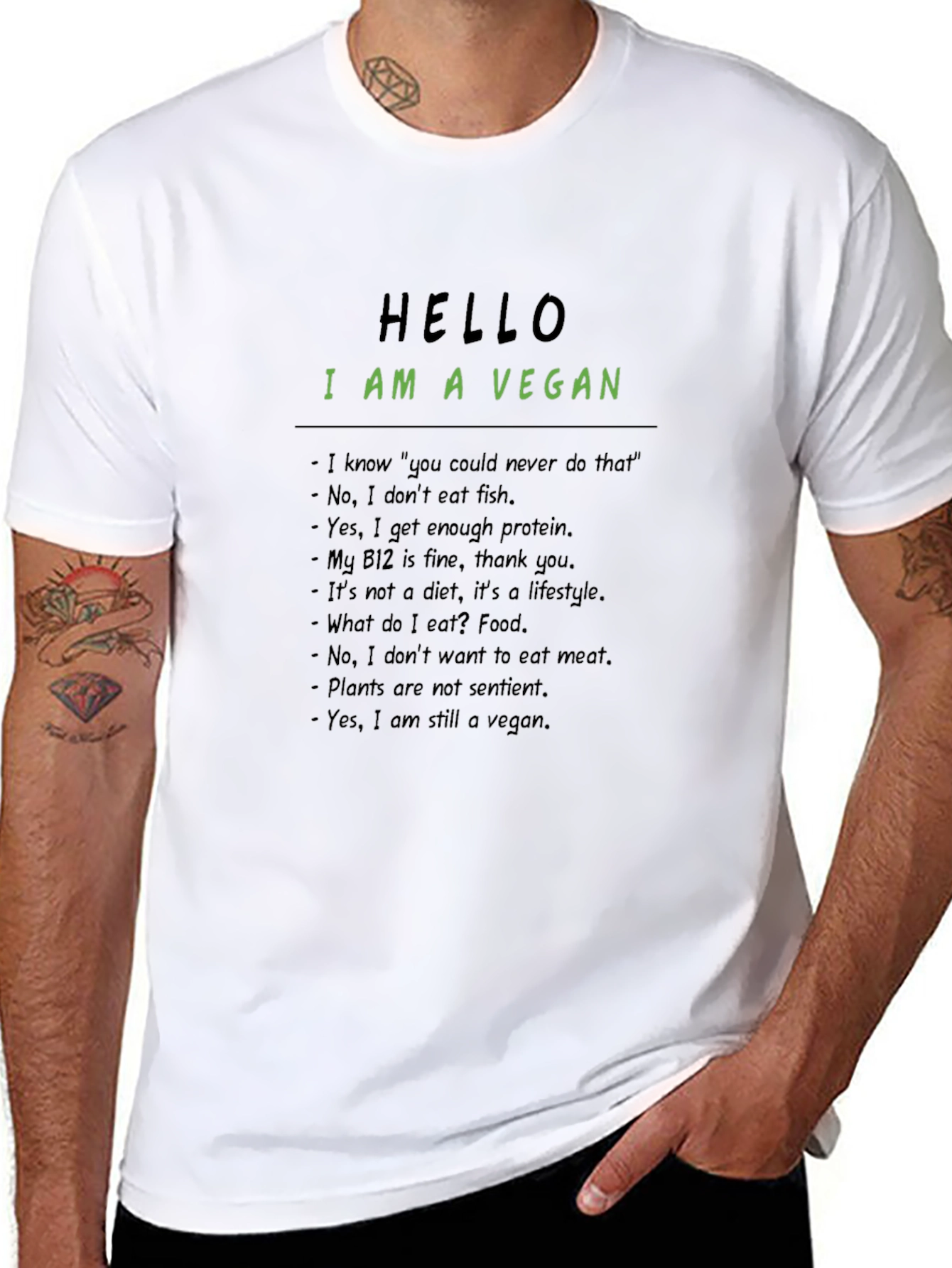 Vegan Statement T-Shirt: Hello I Am A Vegan