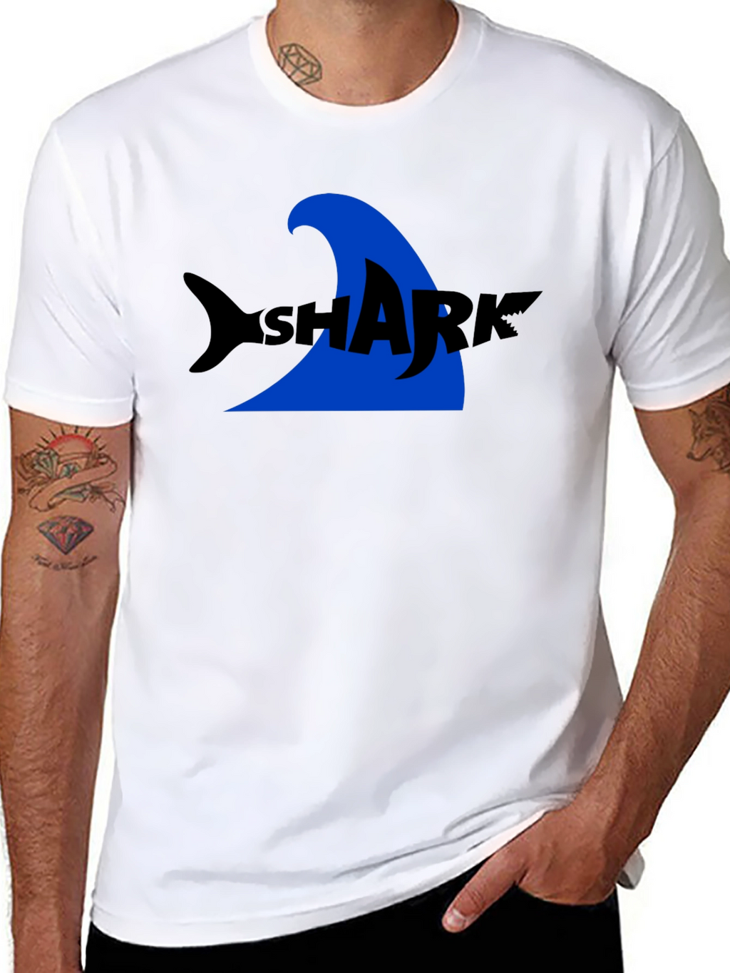 Shark Graphic Tee - Black Cotton T-Shirt