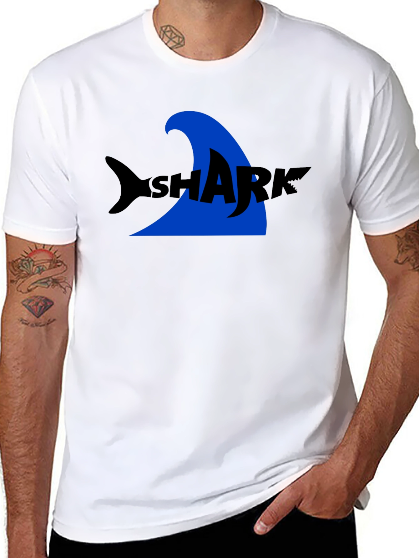 Shark Graphic Tee - Black Cotton T-Shirt