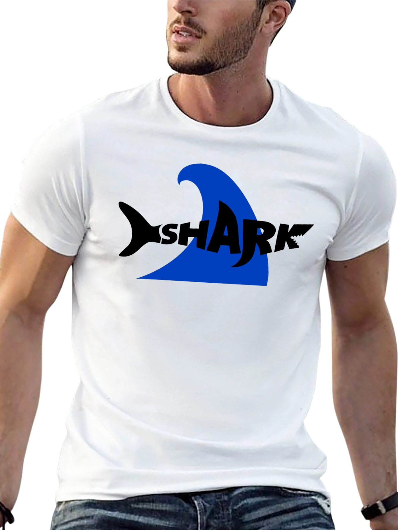Shark Graphic Tee - Black Cotton T-Shirt