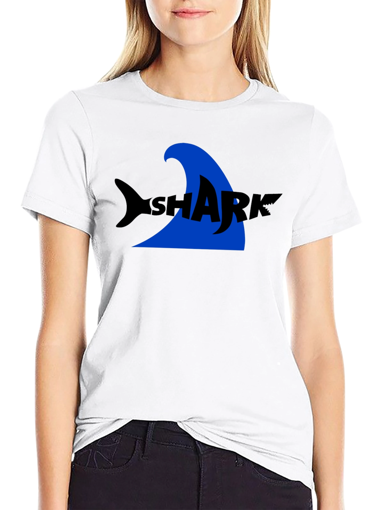 Shark Graphic Tee - Black Cotton T-Shirt