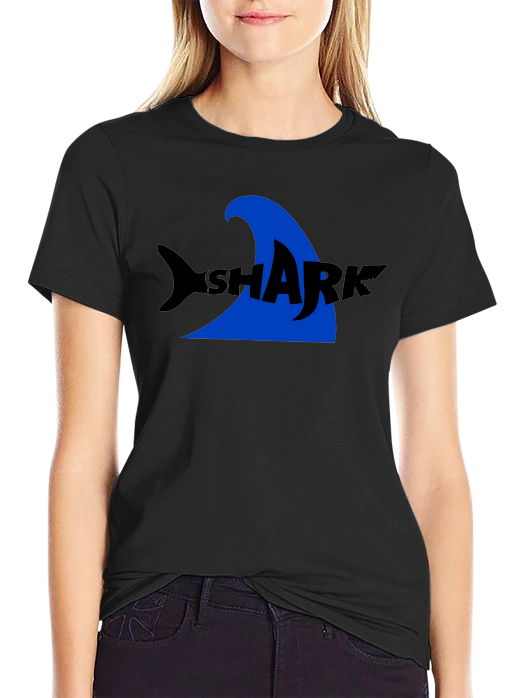 Shark Graphic Tee - Black Cotton T-Shirt