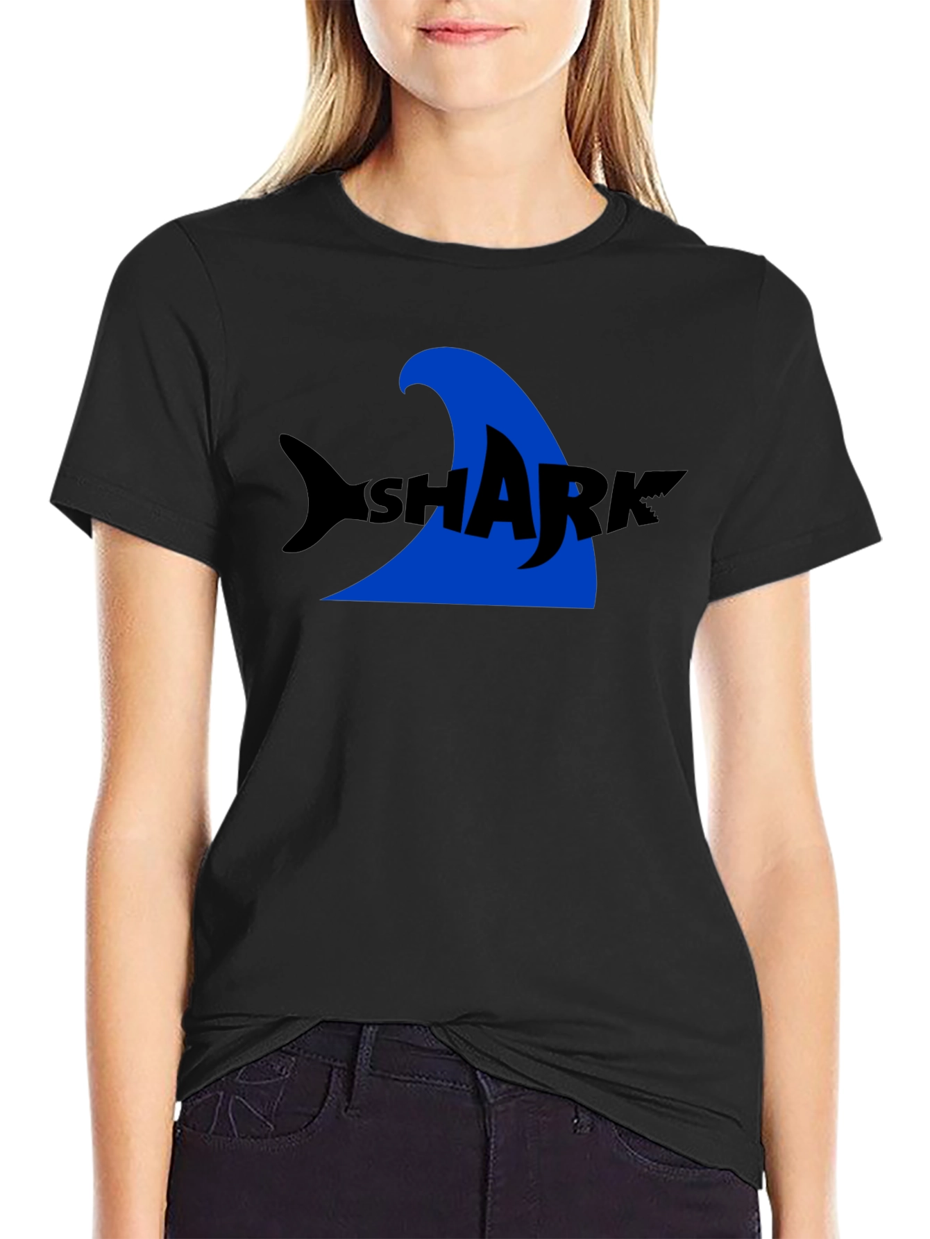 Shark Graphic Tee - Black Cotton T-Shirt