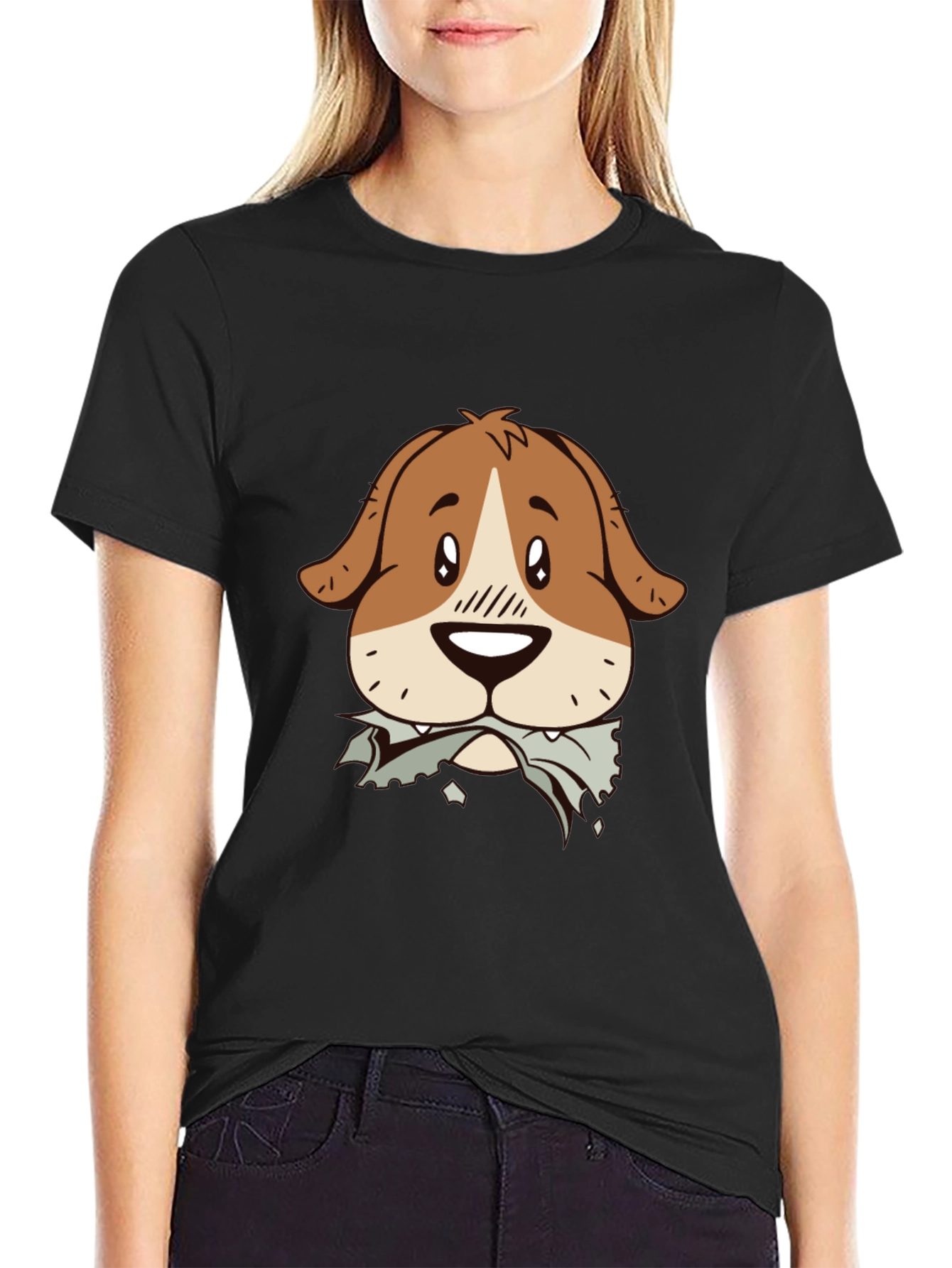 Dog Graphic Tee - Mens Black Cotton T-Shirt