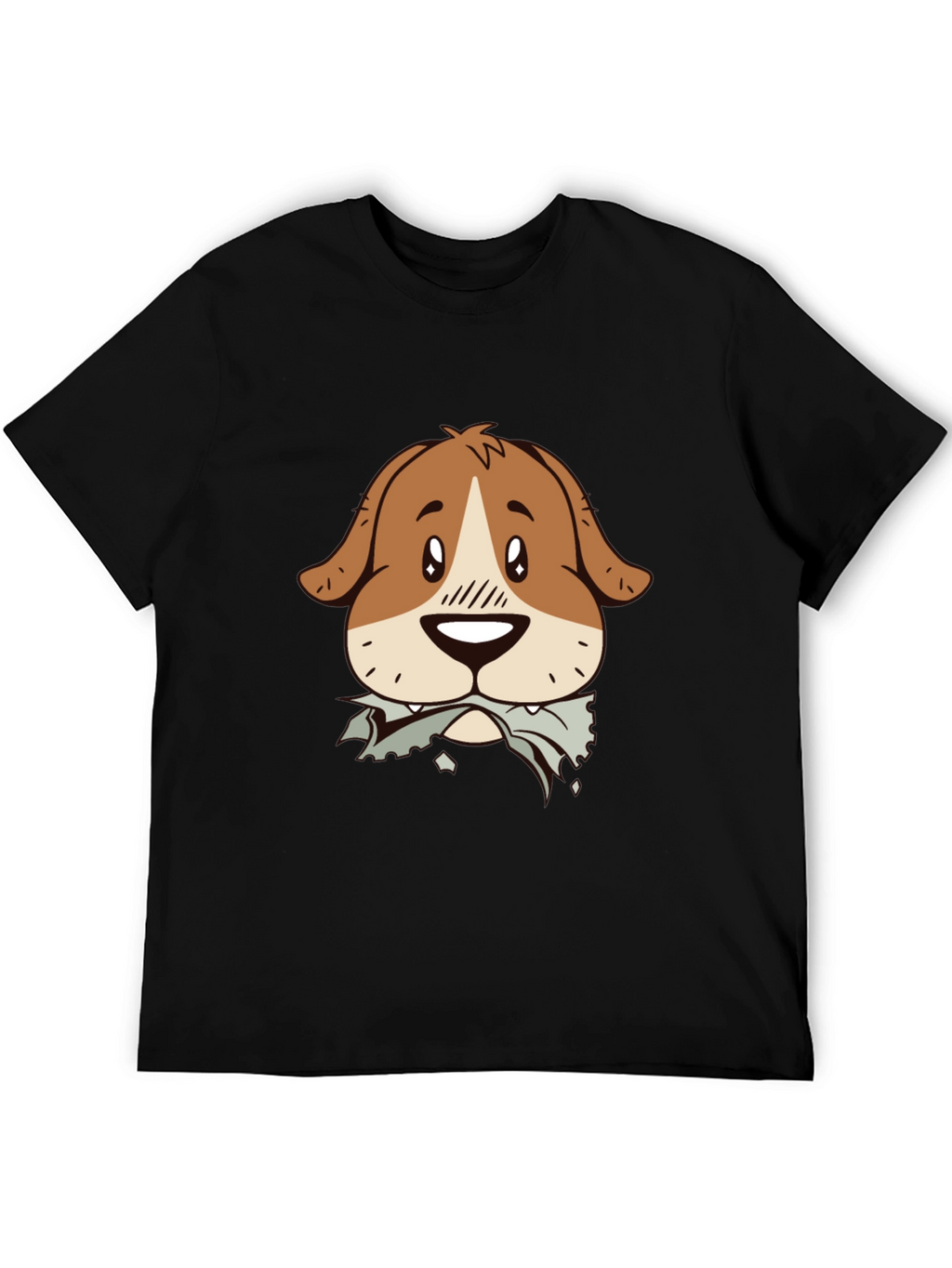 Dog Graphic Tee - Mens Black Cotton T-Shirt