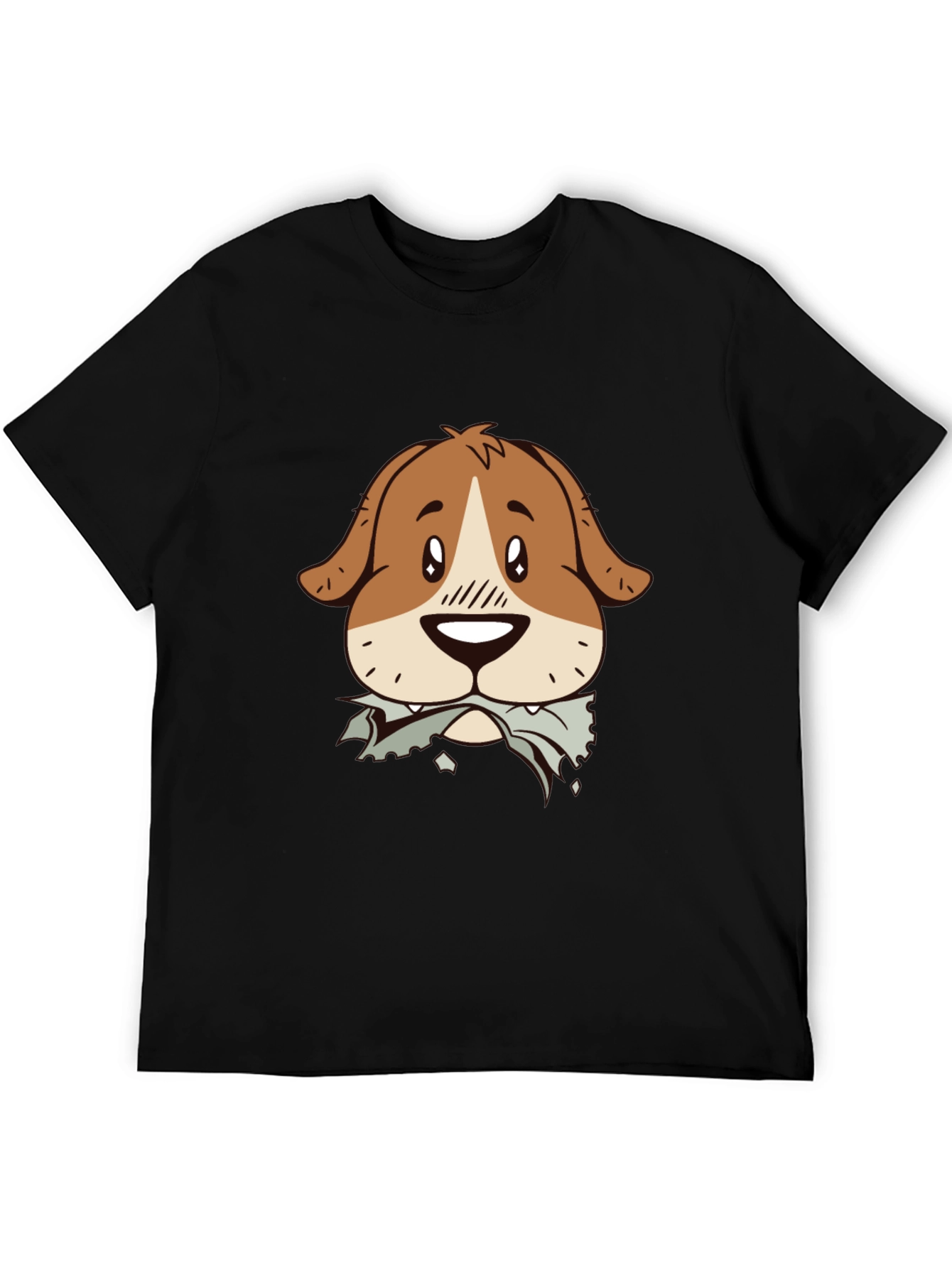 Dog Graphic Tee - Mens Black Cotton T-Shirt