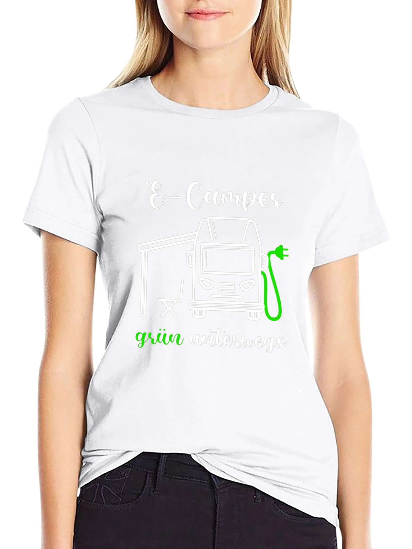 E-Camper Green T-Shirt: Electric Vehicle Adventure