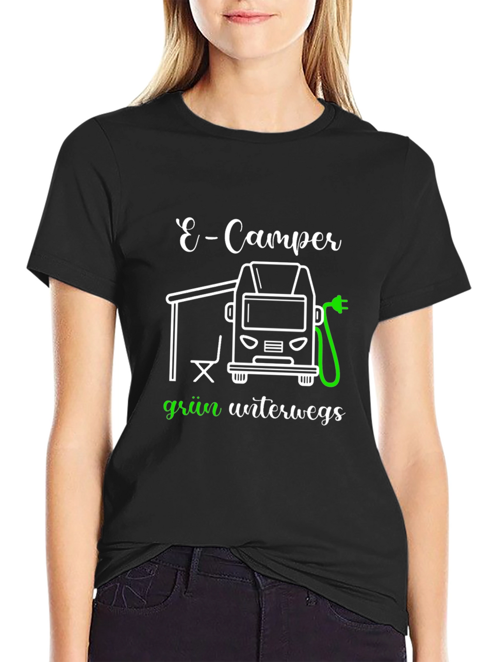 E-Camper Green T-Shirt: Electric Vehicle Adventure