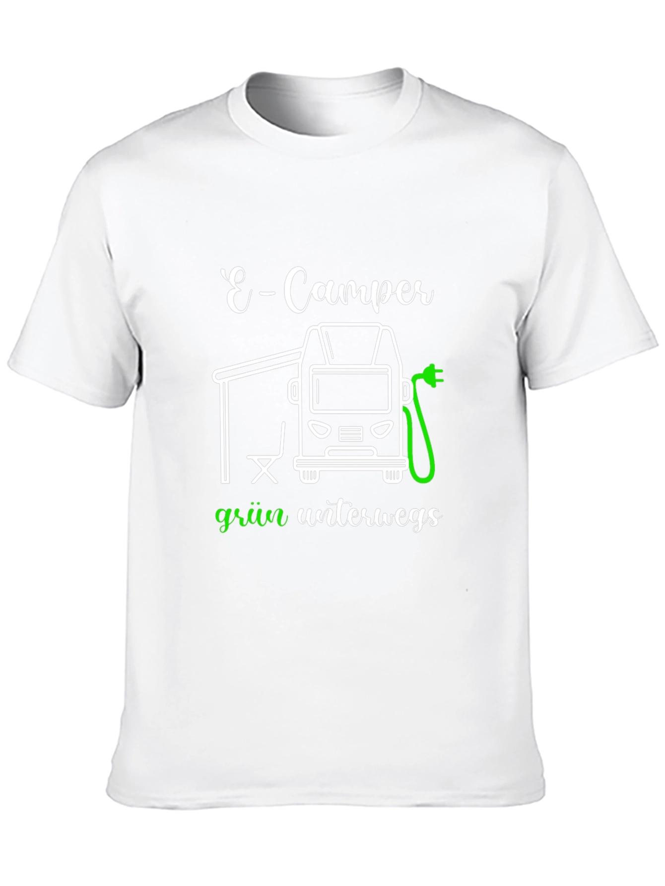 E-Camper Green T-Shirt: Electric Vehicle Adventure