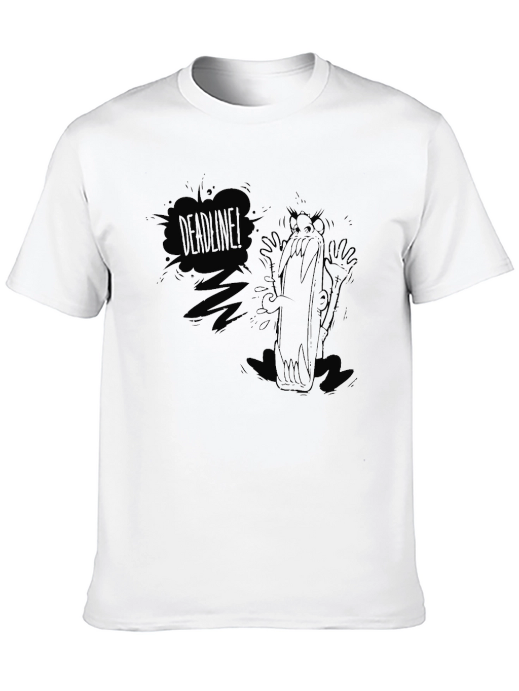 Deadline Cartoon Graphic Black T-Shirt