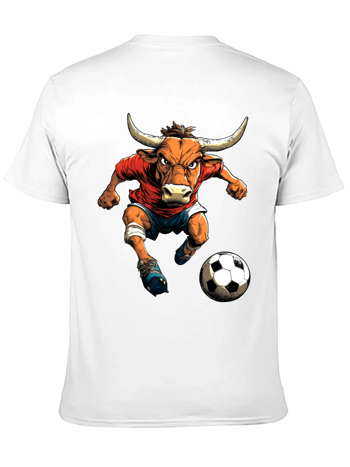 Bull Soccer Player Graphic T-Shirt