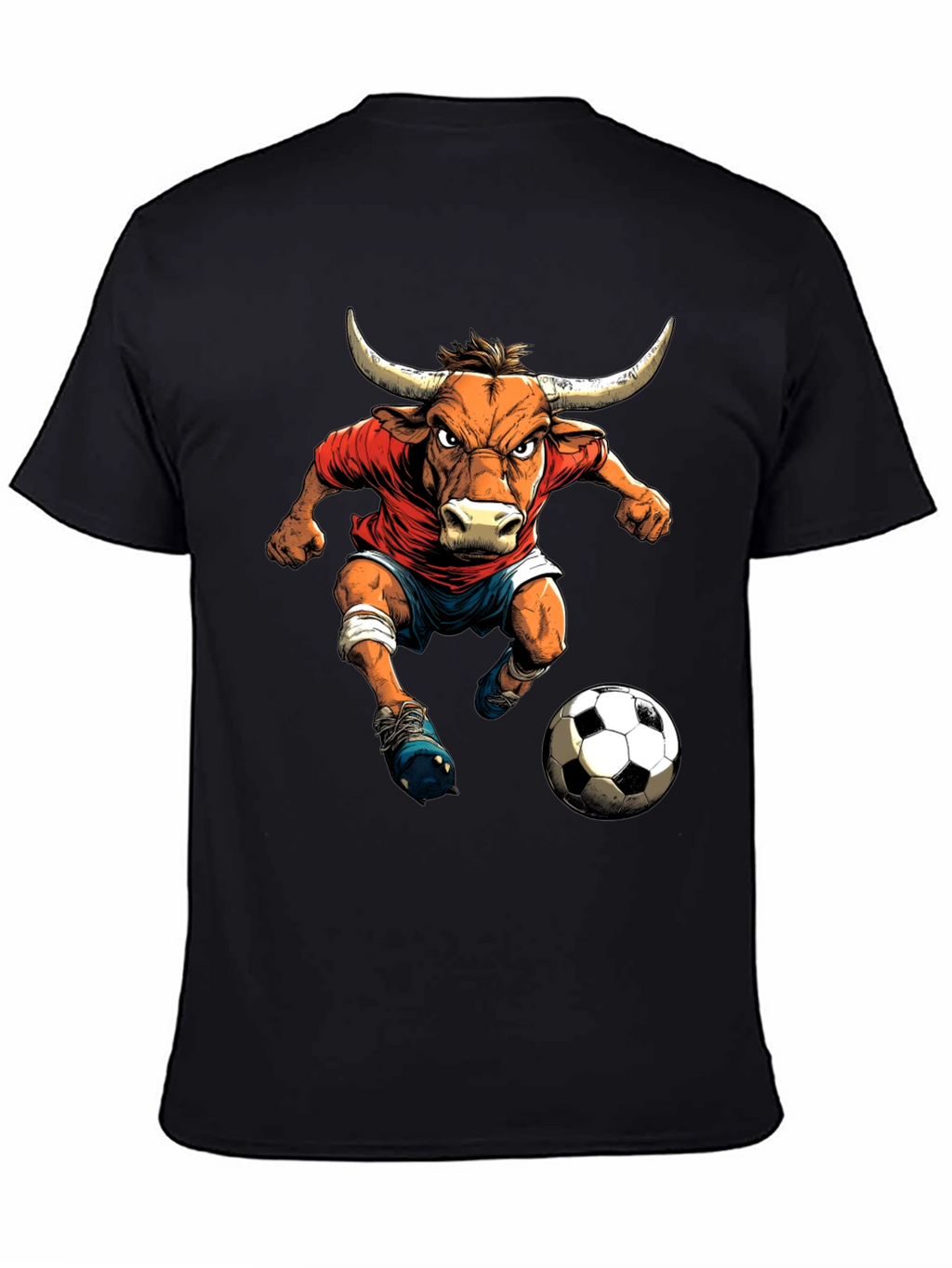 Bull Soccer Player Graphic T-Shirt