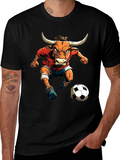 Bull Soccer Player Graphic T-Shirt