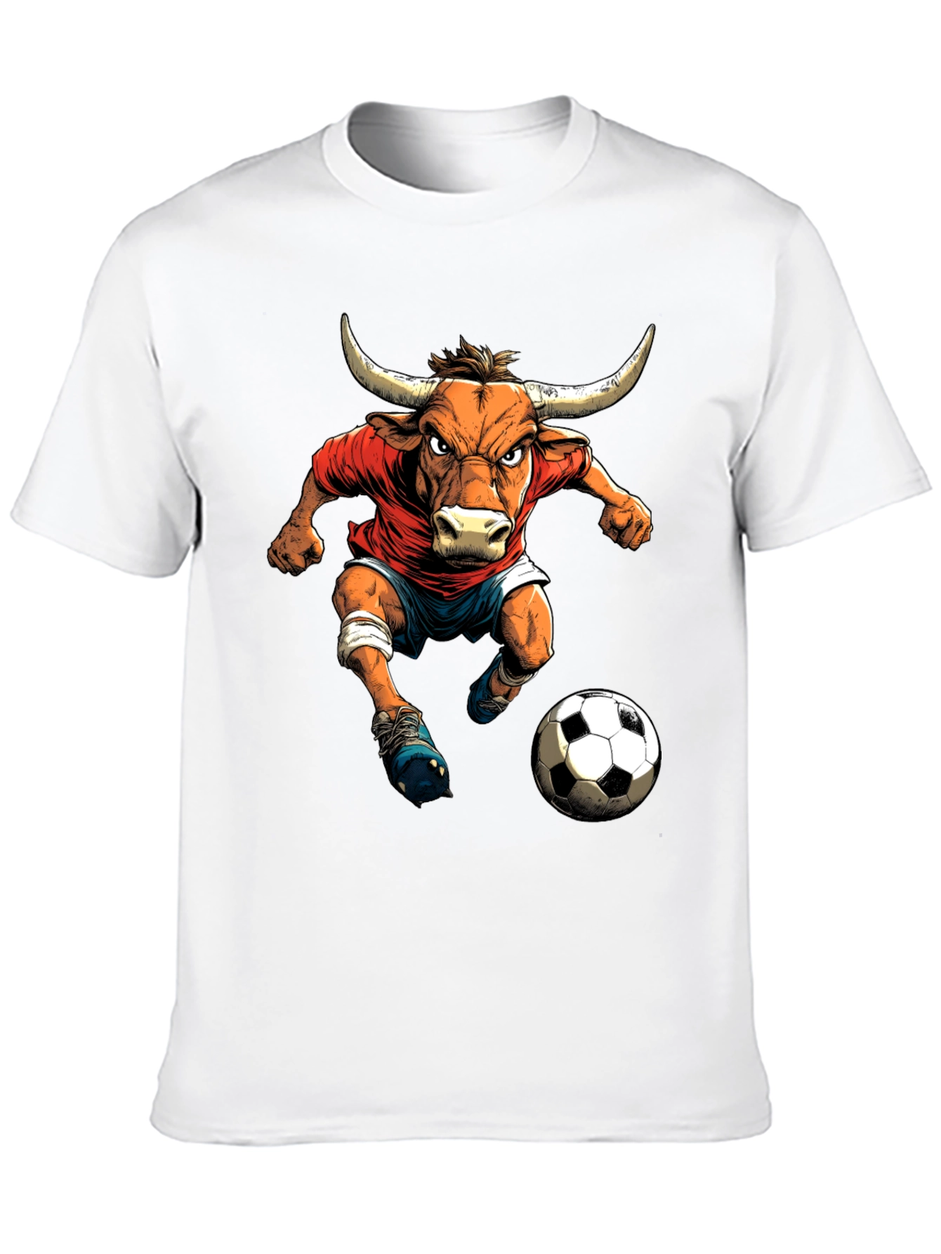 Bull Soccer Player Graphic T-Shirt