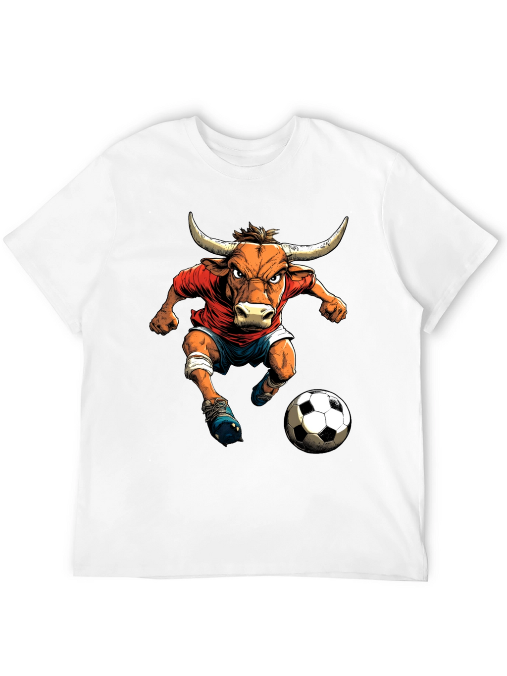 Bull Soccer Player Graphic T-Shirt