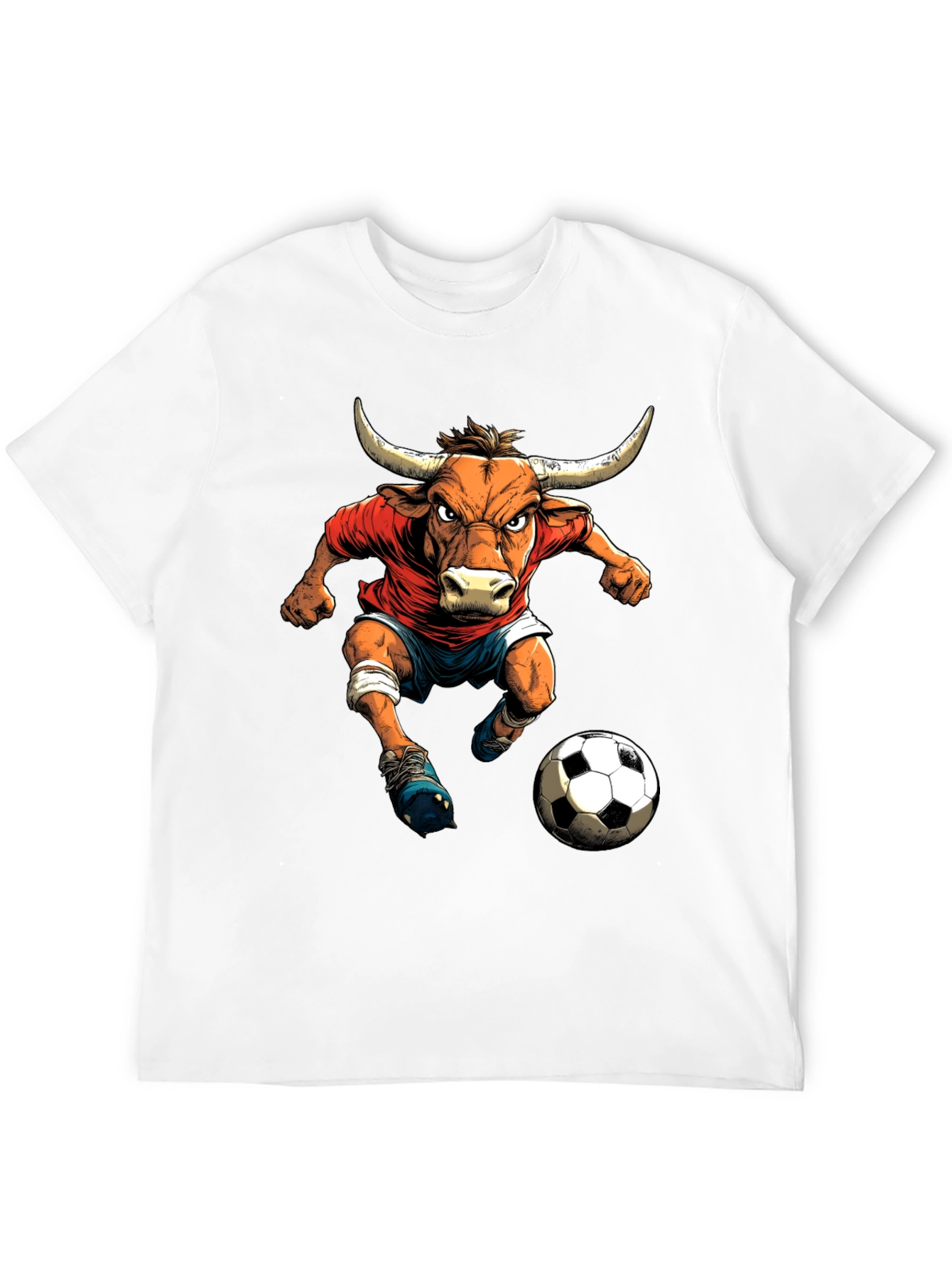 Bull Soccer Player Graphic T-Shirt