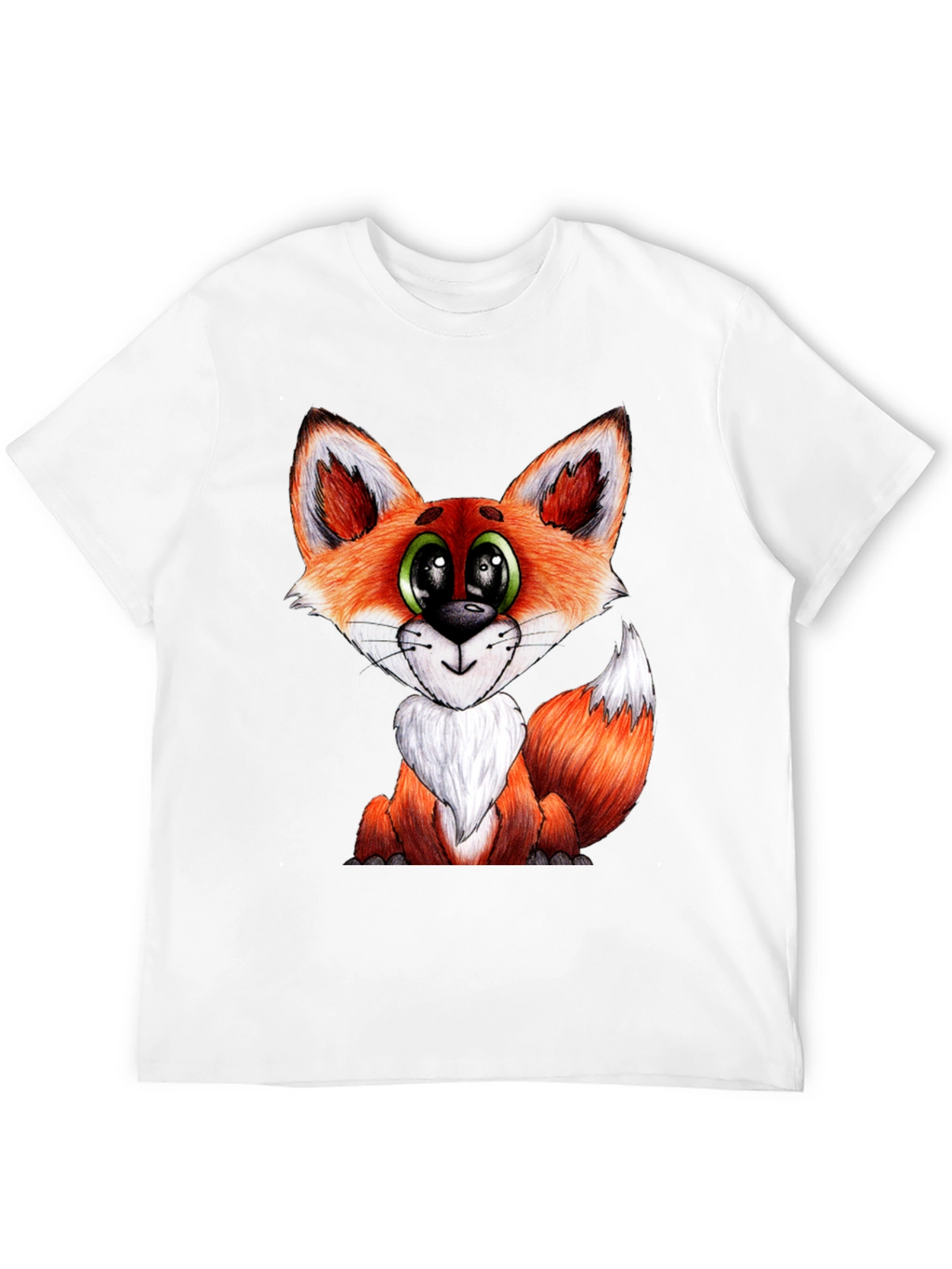 Cute Cartoon Fox Graphic Black T-Shirt