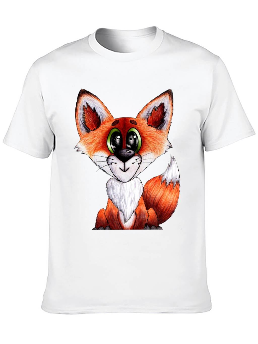 Cute Cartoon Fox Graphic Black T-Shirt