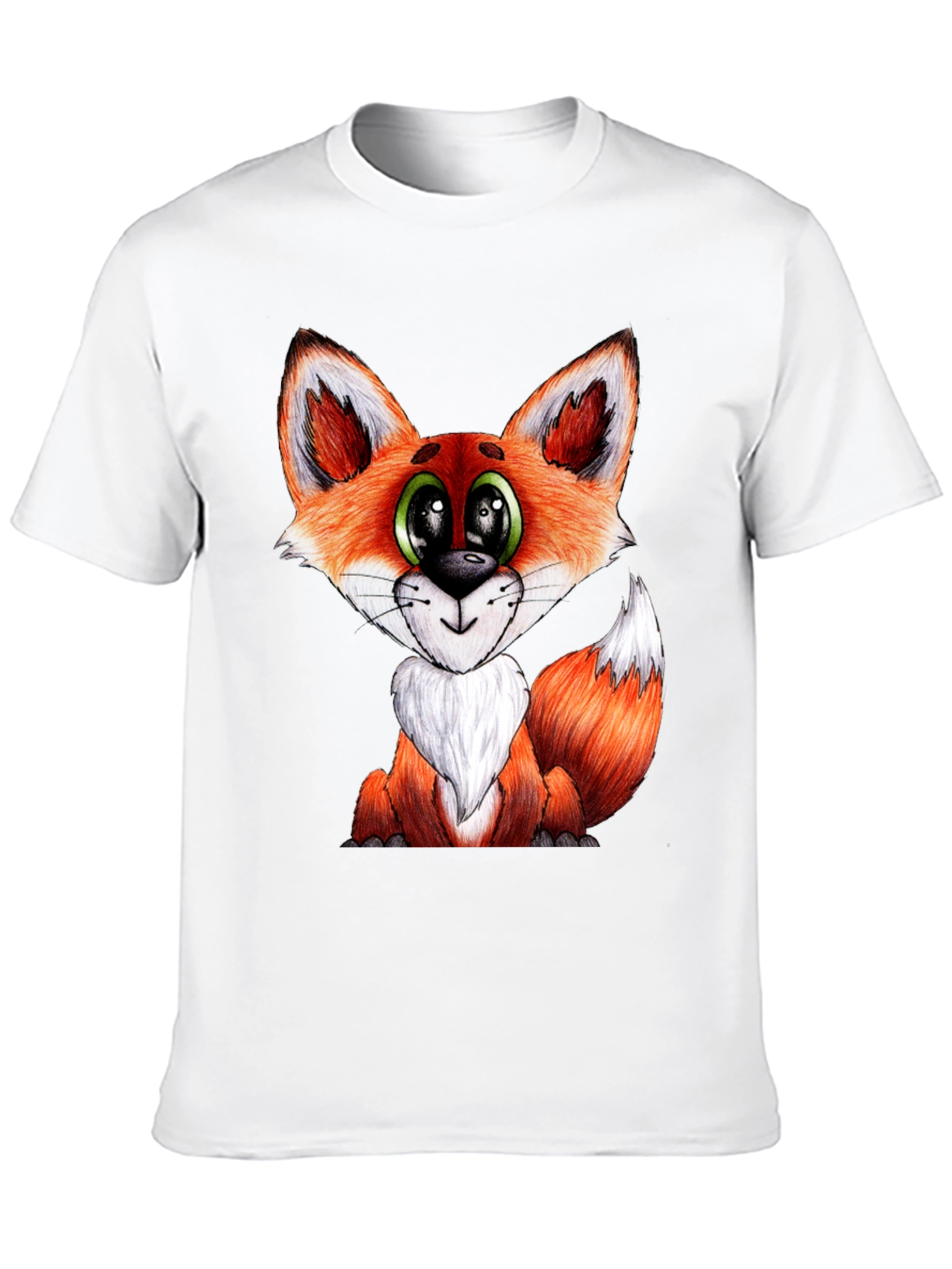 Cute Cartoon Fox Graphic Black T-Shirt