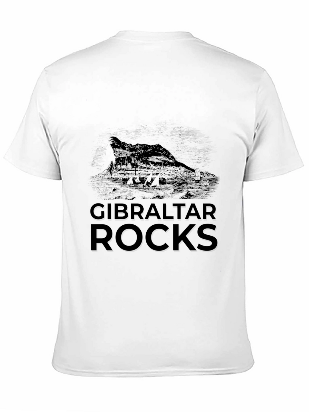 Gibraltar Rocks Graphic Tee - Black Cotton Casual T-Shirt