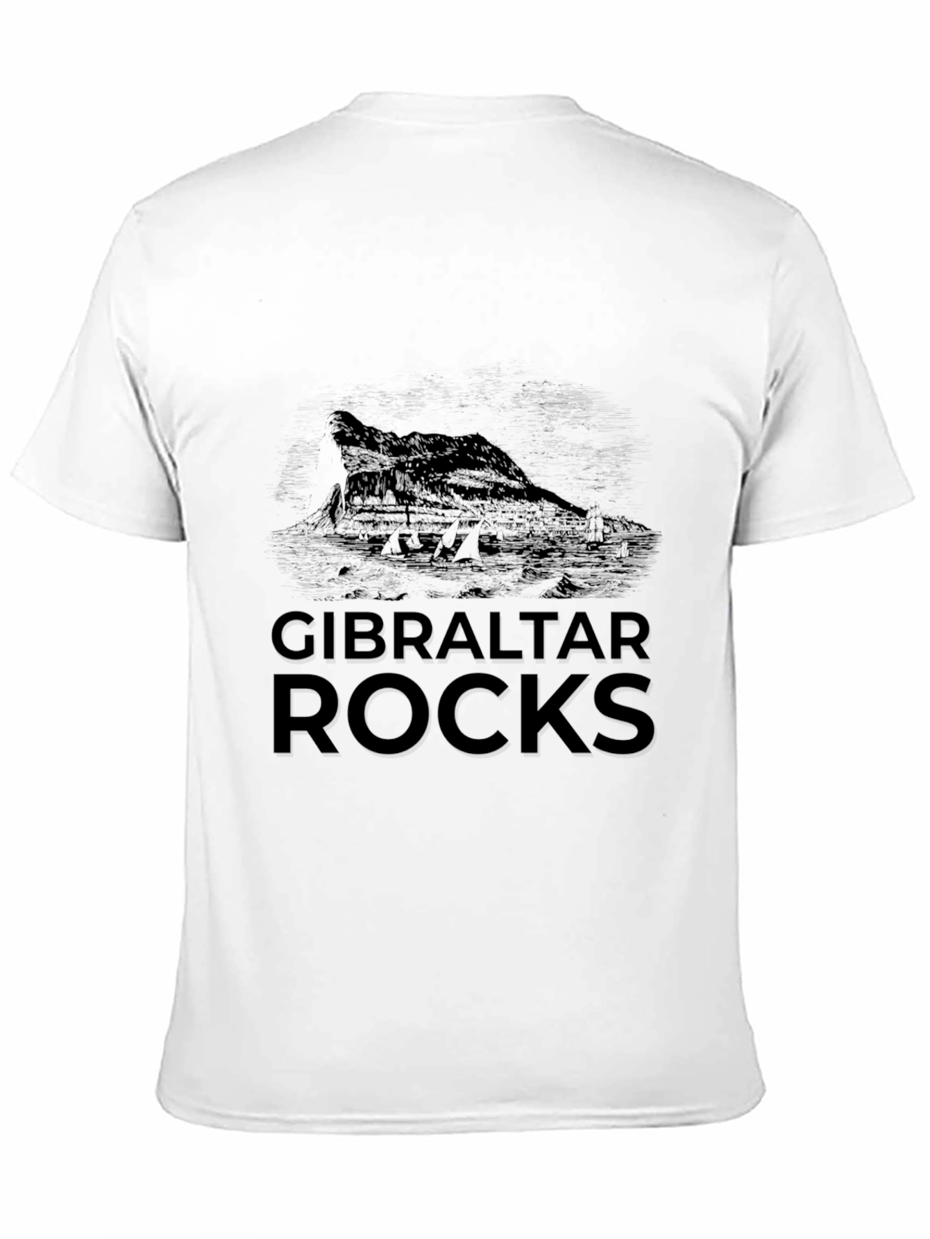 Gibraltar Rocks Graphic Tee - Black Cotton Casual T-Shirt