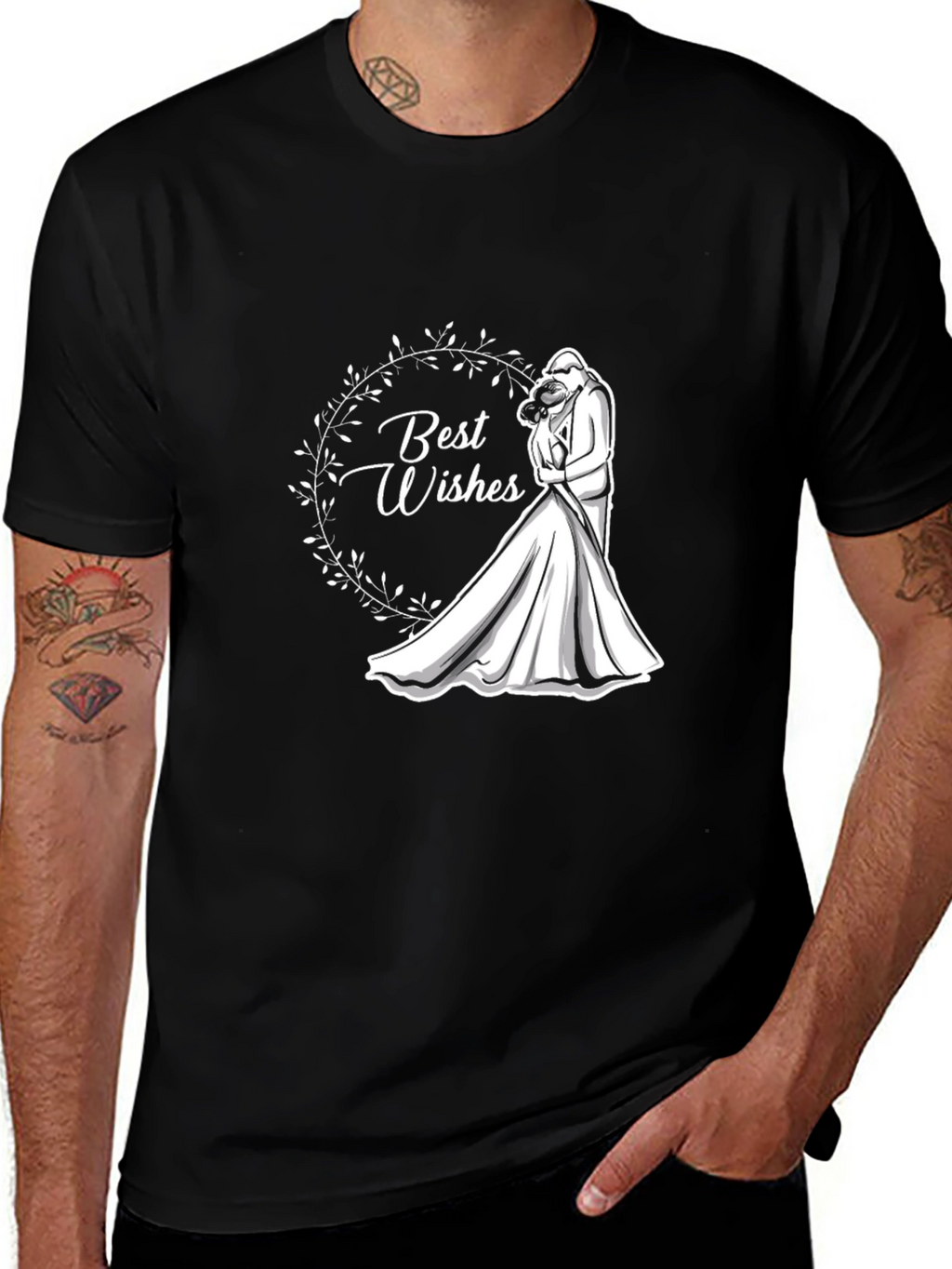 Best Wishes Wedding T-Shirt - Black