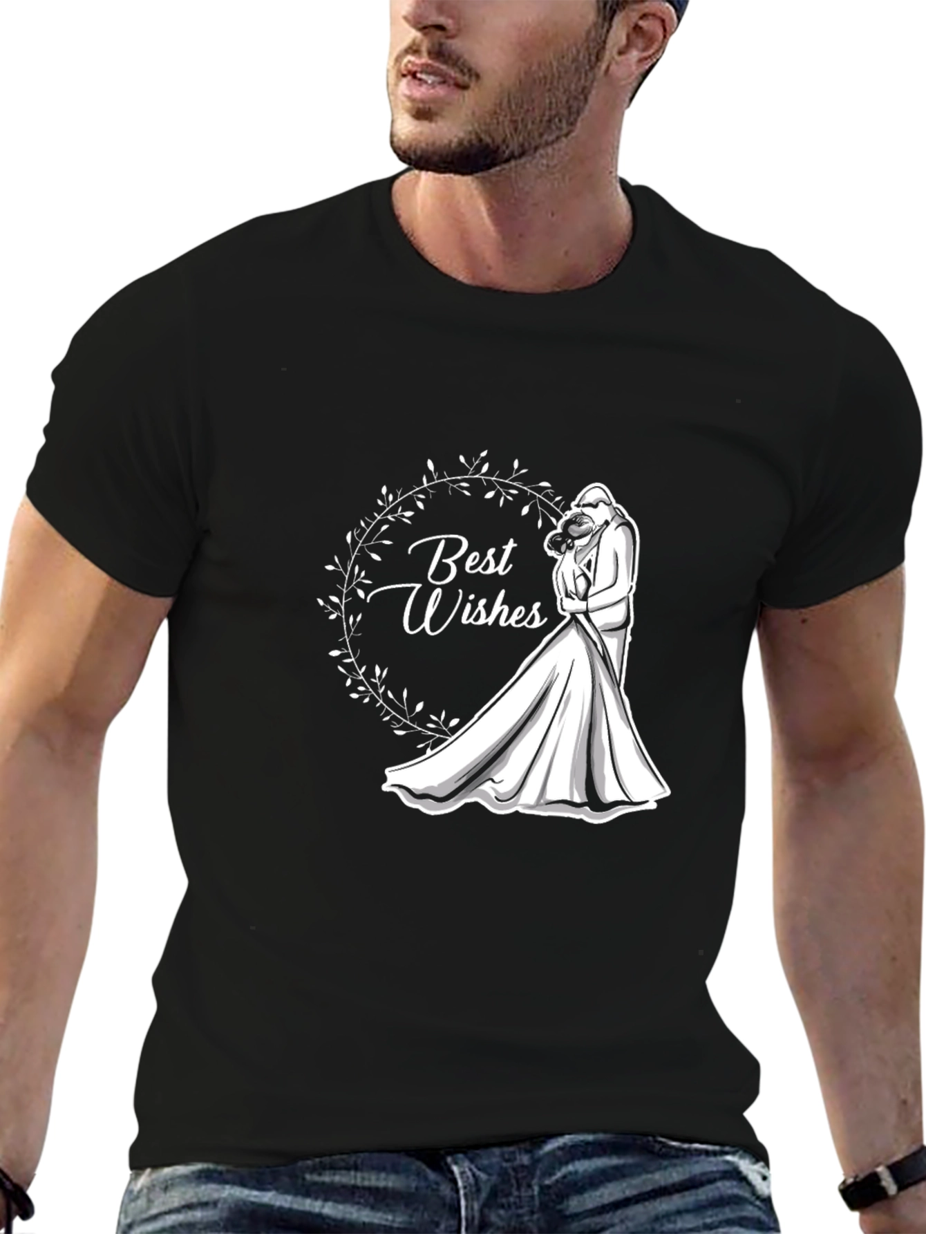 Best Wishes Wedding T-Shirt - Black