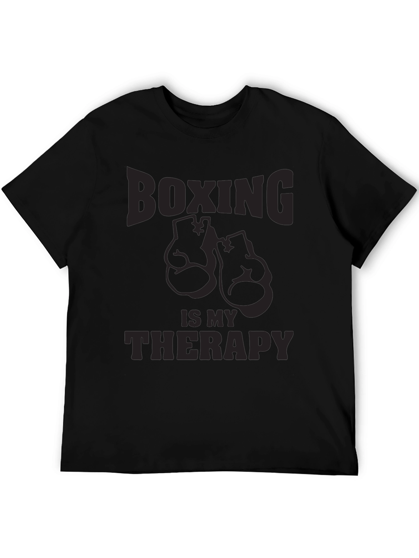 Boxing Is My Therapy - Mens Black Graphic T-Shirt