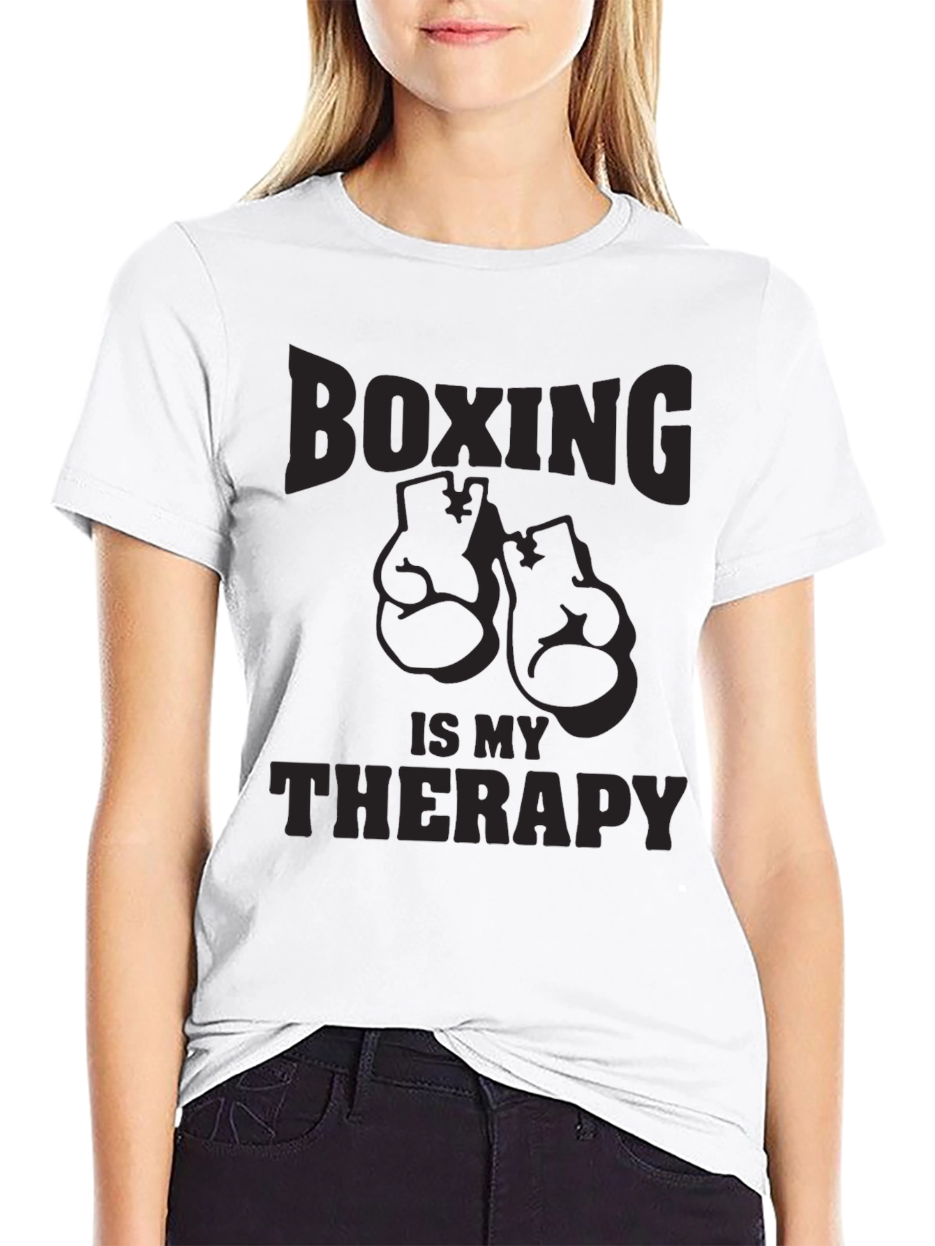 Boxing Is My Therapy - Mens Black Graphic T-Shirt