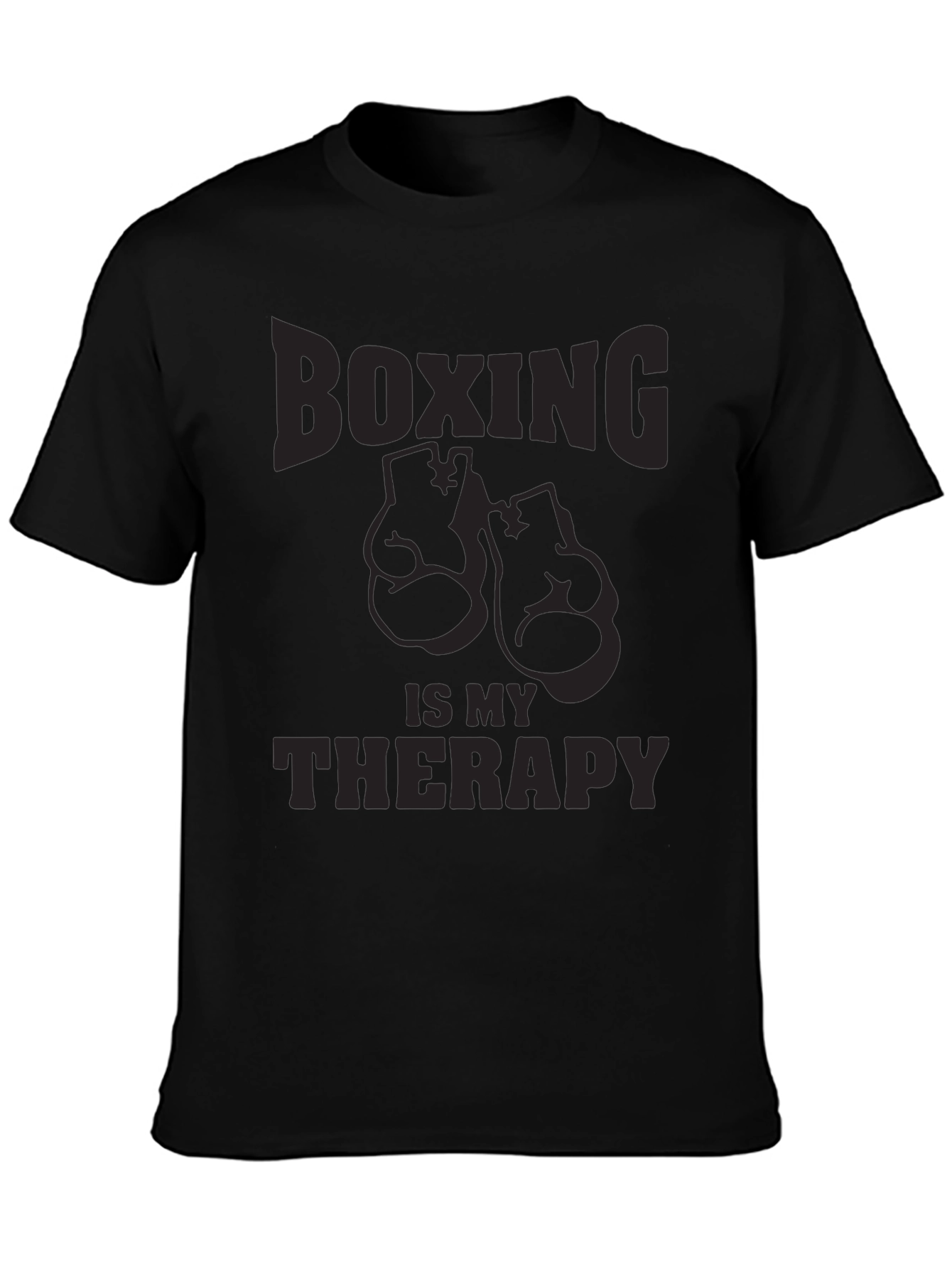 Boxing Is My Therapy - Mens Black Graphic T-Shirt