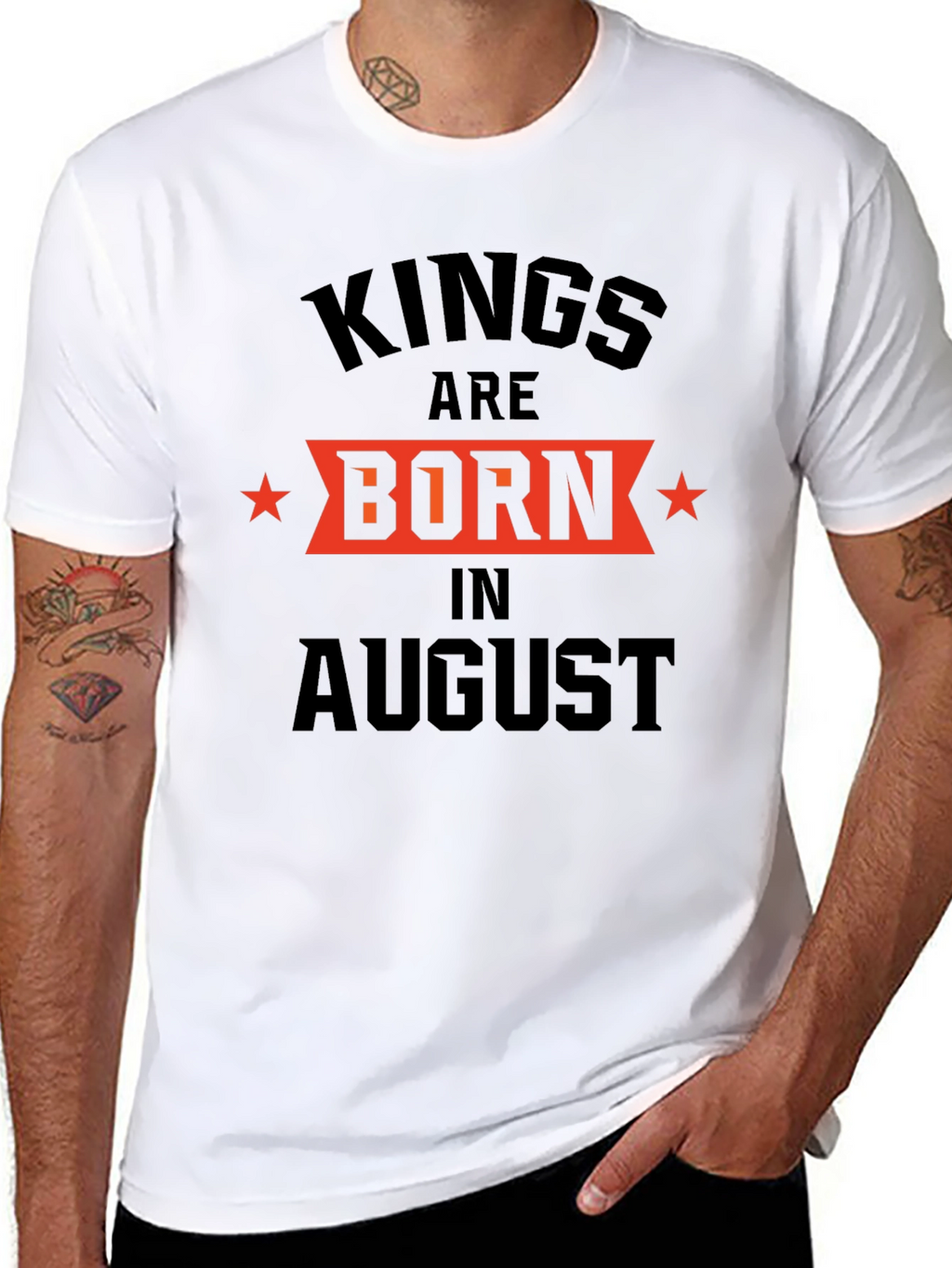 Kings are Born in August Mens Black T-Shirt