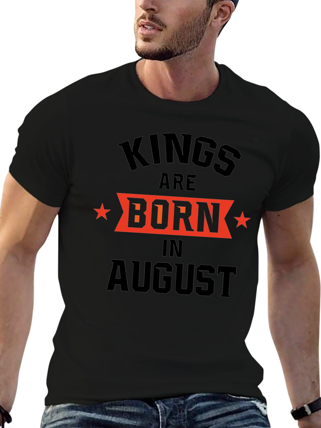 Kings are Born in August Mens Black T-Shirt