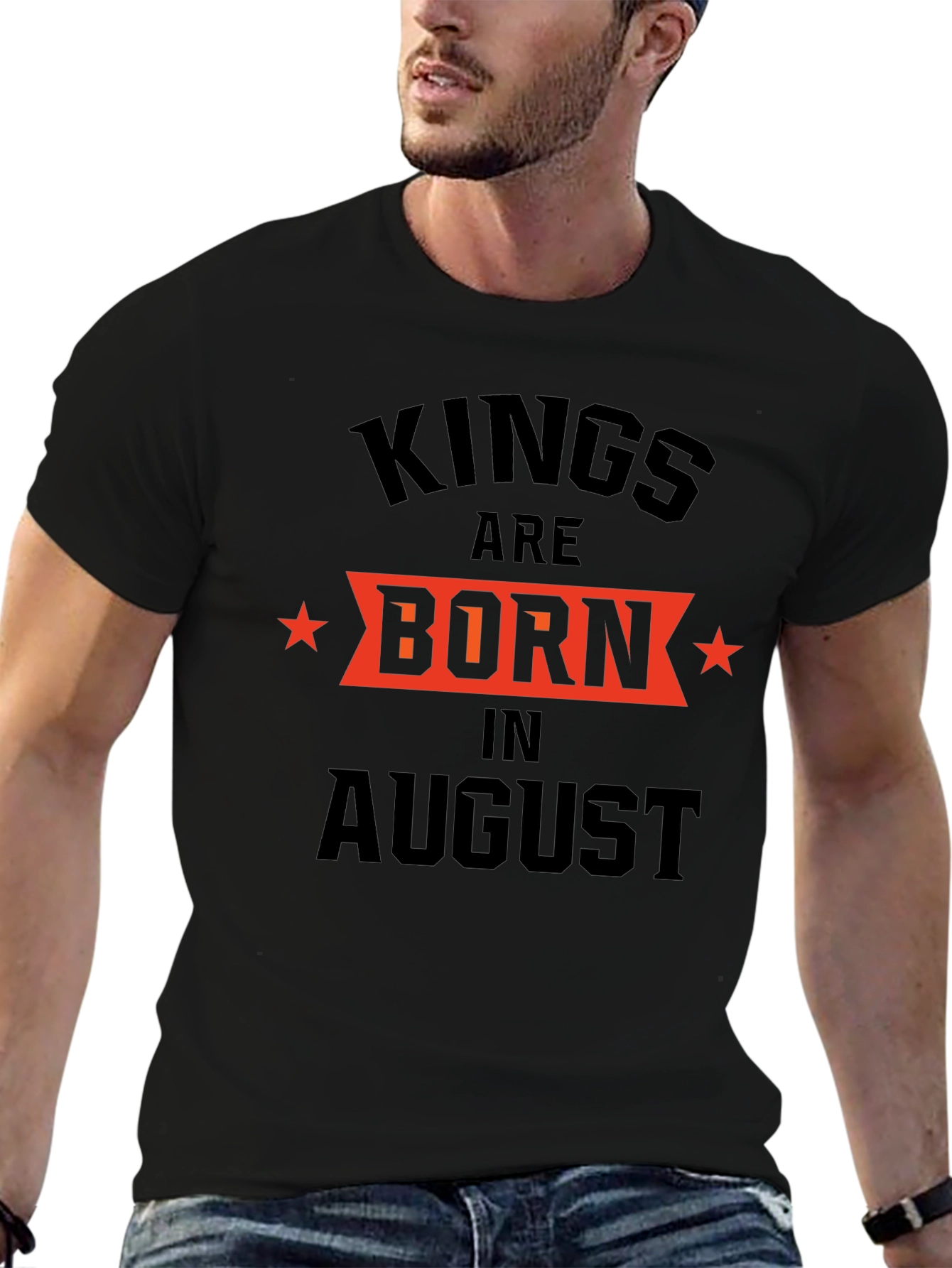 Kings are Born in August Mens Black T-Shirt