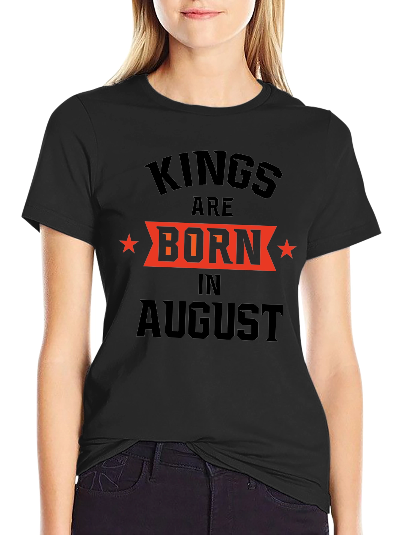 Kings are Born in August Mens Black T-Shirt